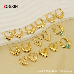 Wholesale Stainless Steel Vintage Trkiye Love Eyes Horn Bag Earrings
