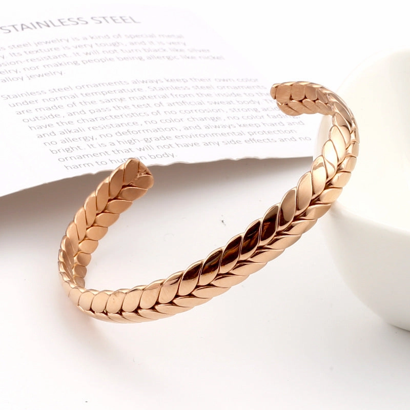 Wholesale Stainless Steel Wheat Ear Open Bracelet