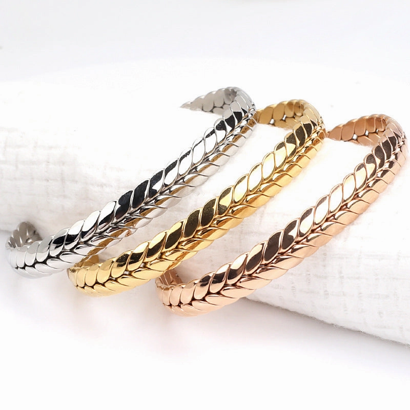 Wholesale Stainless Steel Wheat Ear Open Bracelet