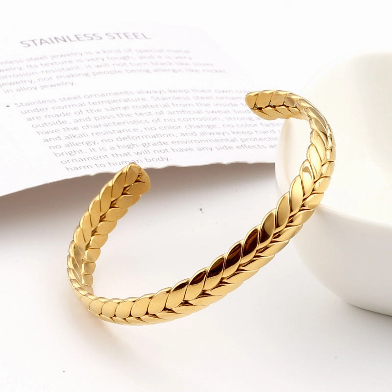 Wholesale Stainless Steel Wheat Ear Open Bracelet