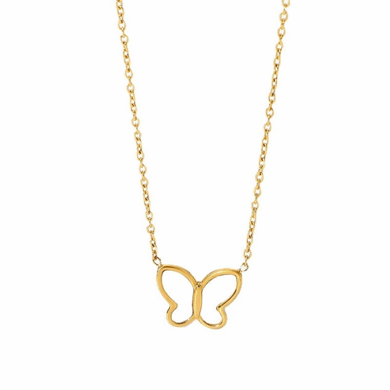 Wholesale Stainless Steel White Shell Butterfly Necklaces