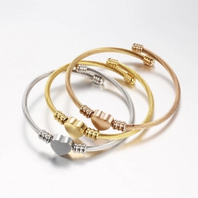 Wholesale Stainless Steel Wire Woven Heart-shaped Bracelets