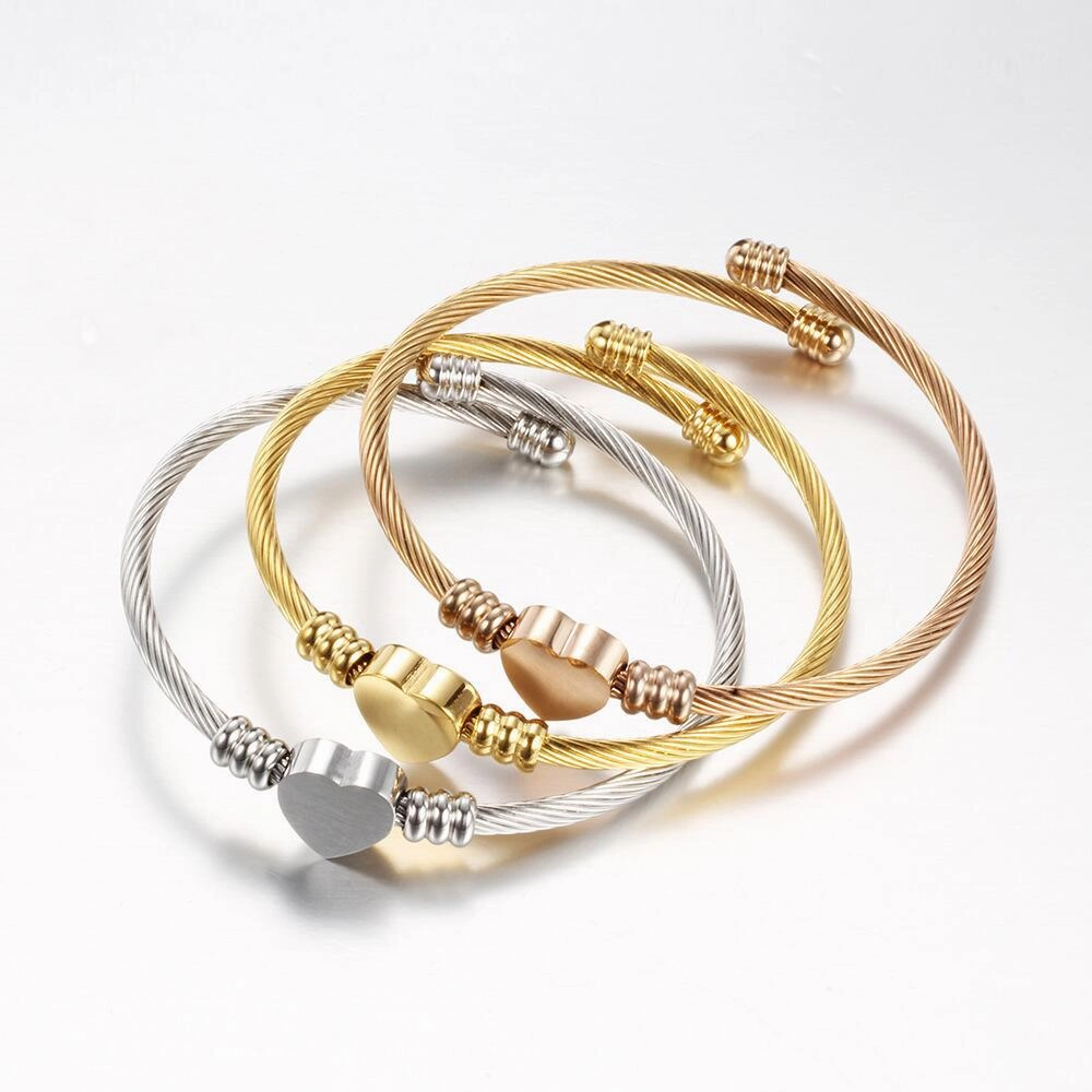 Wholesale Stainless Steel Wire Woven Heart-shaped Bracelets