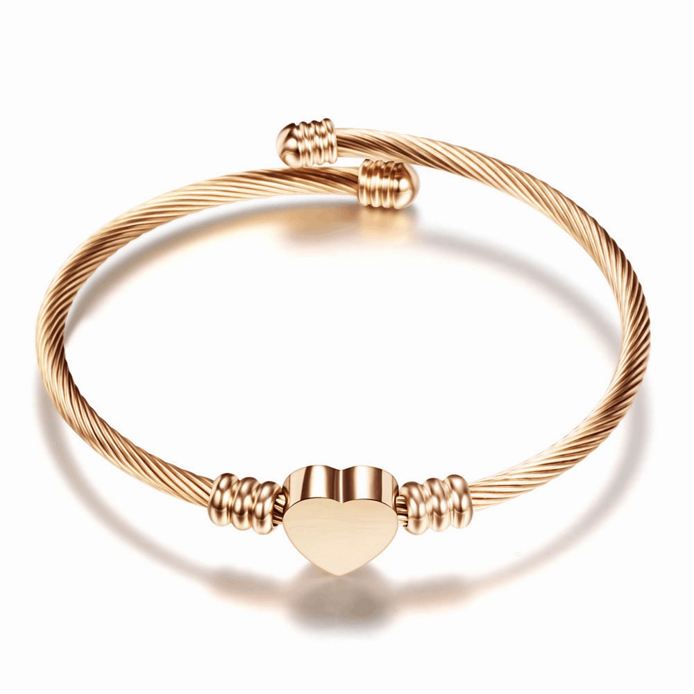 Wholesale Stainless Steel Wire Woven Heart-shaped Bracelets