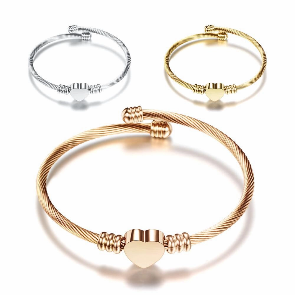 Wholesale Stainless Steel Wire Woven Heart-shaped Bracelets