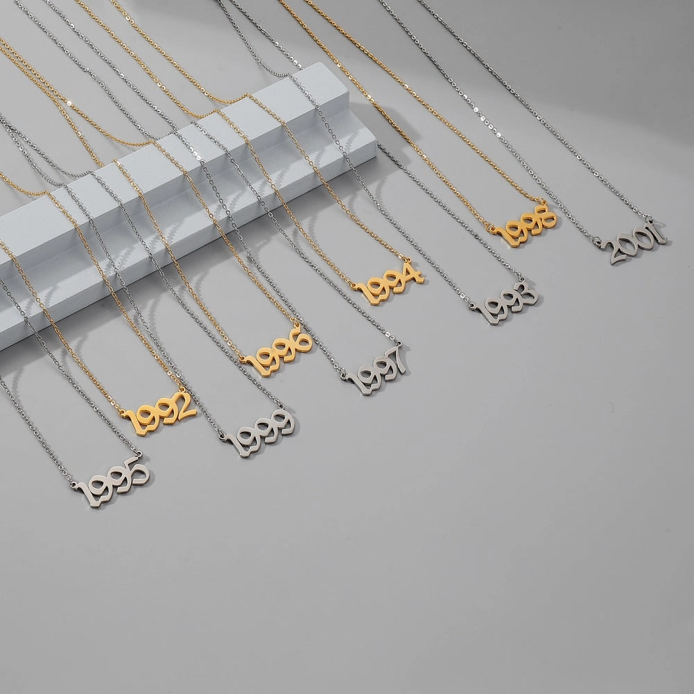 Wholesale Stainless Steel Year Number Necklace