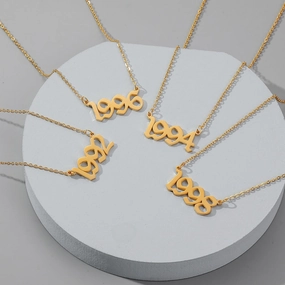 Wholesale Stainless Steel Year Number Necklace