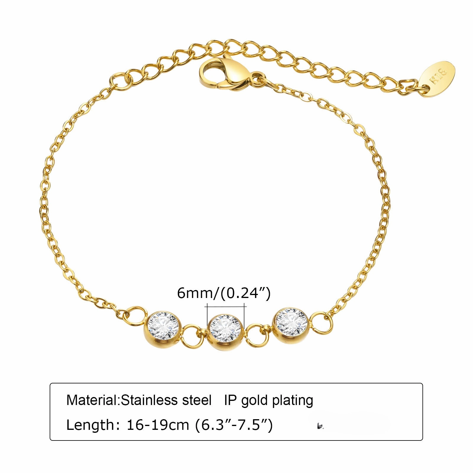 Wholesale Stainless Steel Zircon Adjustable Bracelet