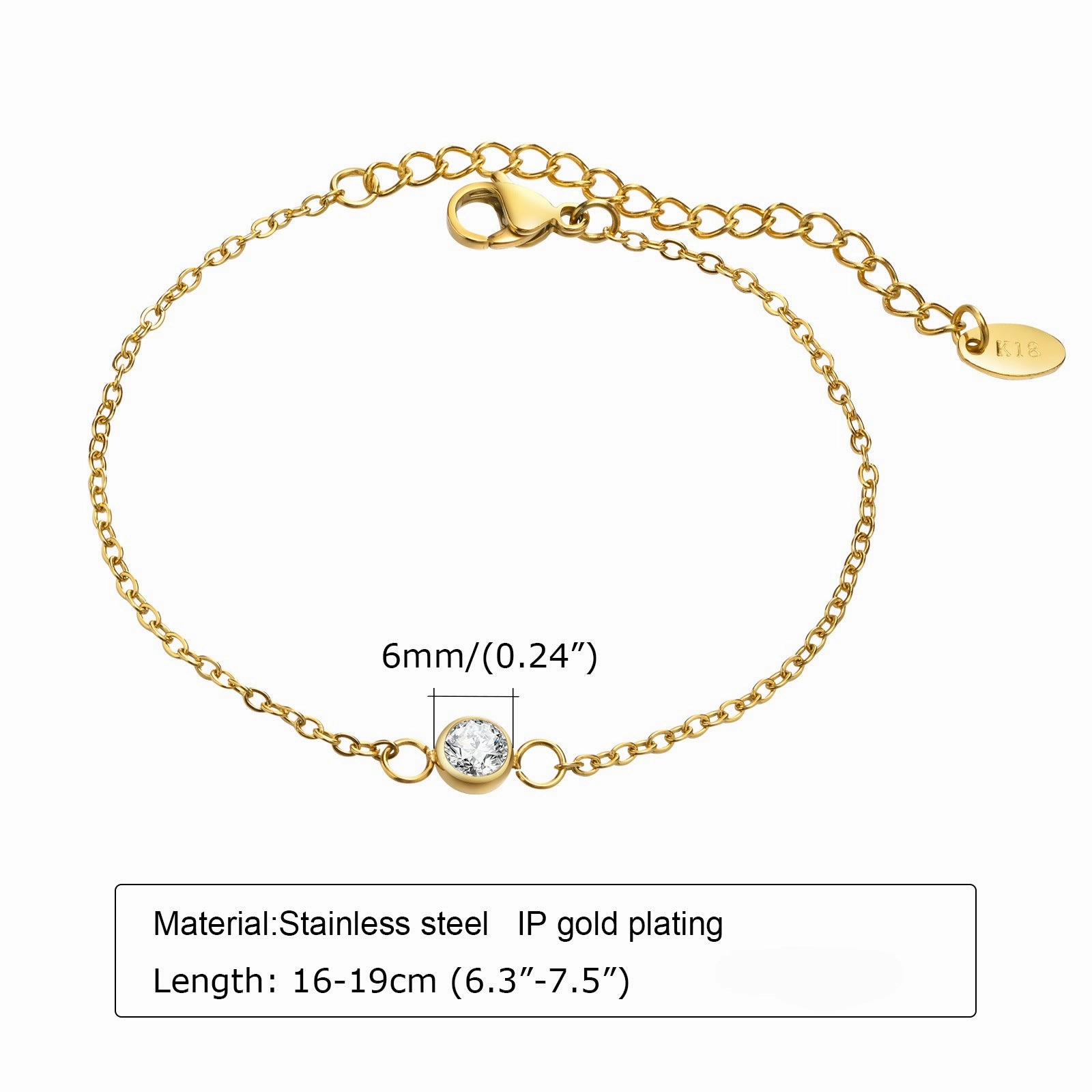 Wholesale Stainless Steel Zircon Adjustable Bracelet