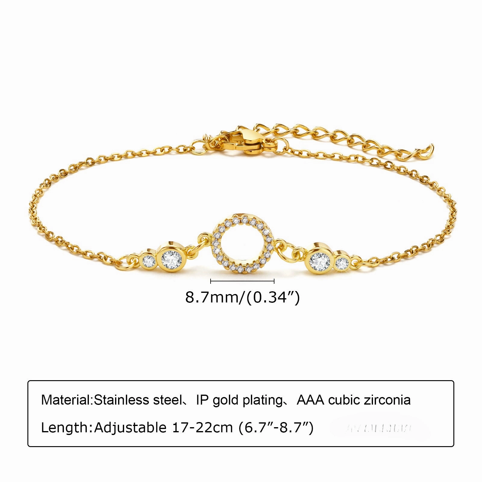 Wholesale Stainless Steel Zircon Adjustable Bracelet
