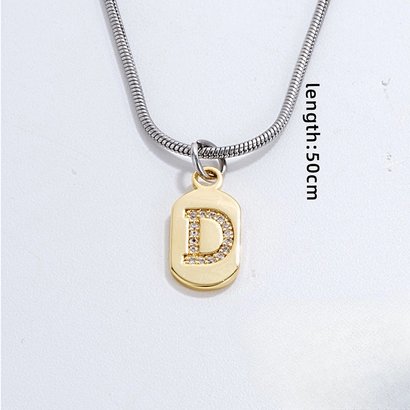 Wholesale Stainless Steel Zircon Inlaid English Letter Necklaces