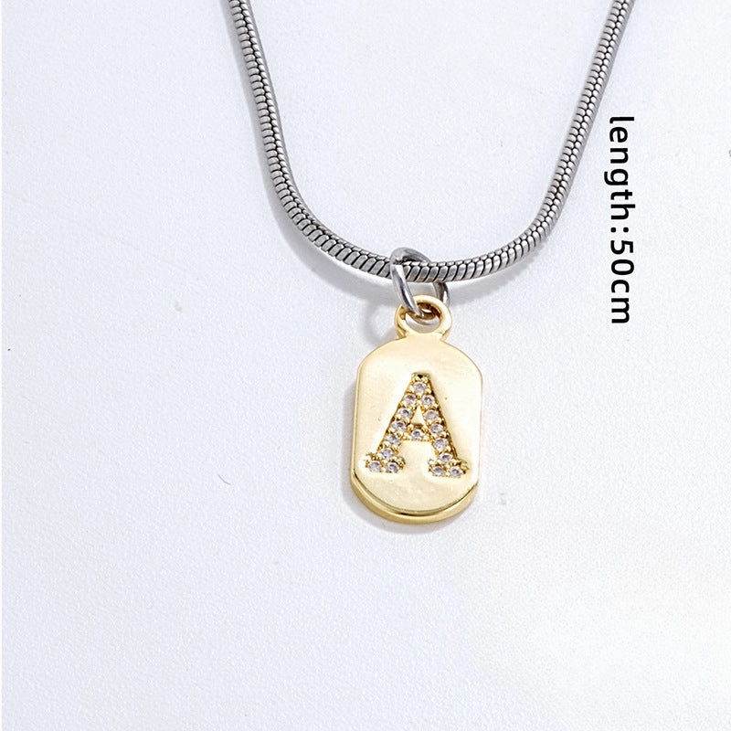 Wholesale Stainless Steel Zircon Inlaid English Letter Necklaces