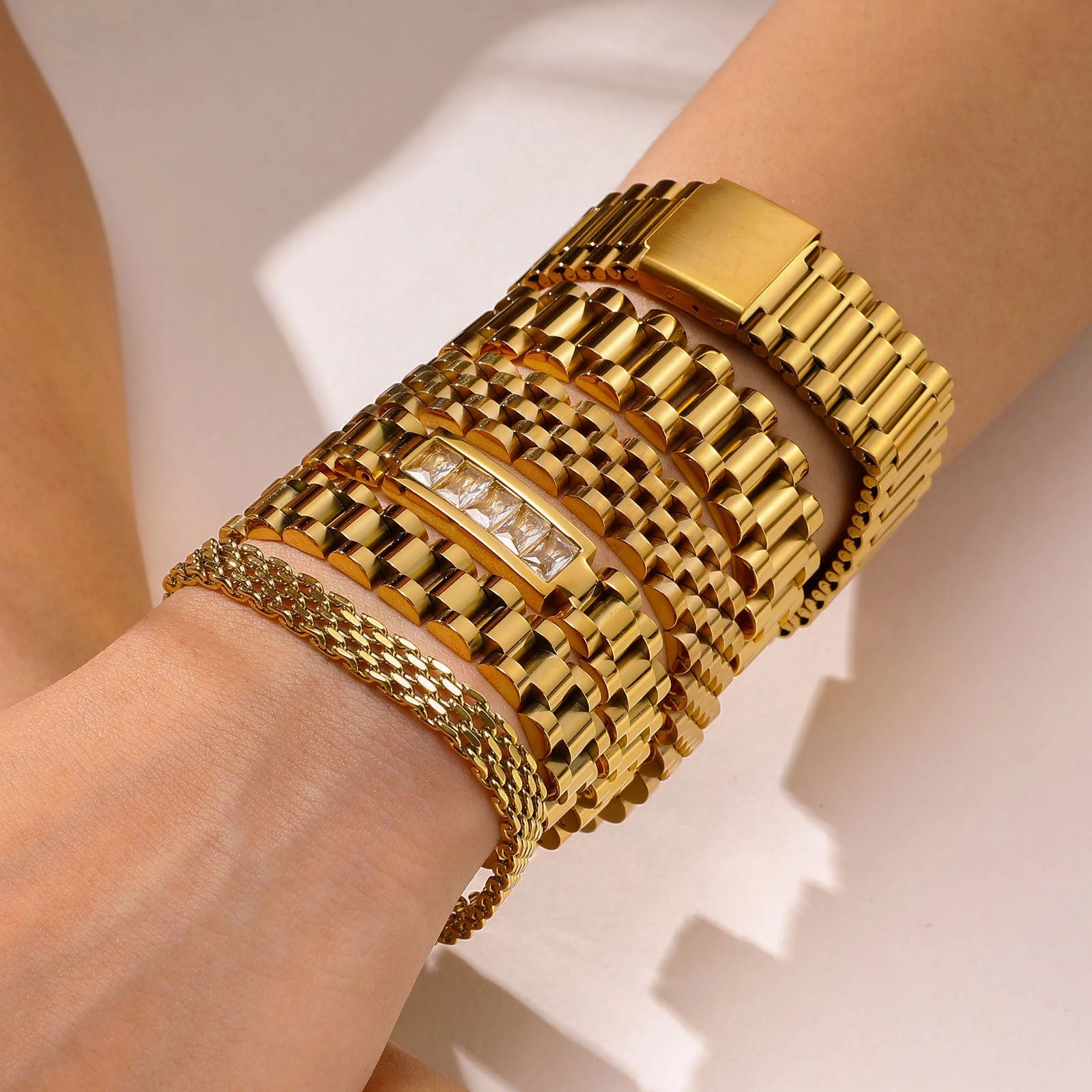 Wholesale Stainless Steel Zircon Watch Strap Bracelet