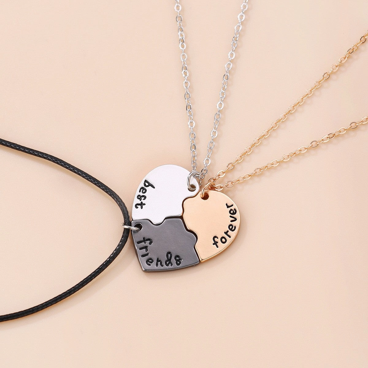 Wholesale Star and Moon Trio Alloy Dripping Oil Stitching Round Pendant Necklace Set