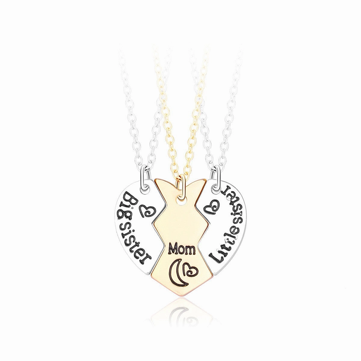 Wholesale Star and Moon Trio Alloy Dripping Oil Stitching Round Pendant Necklace Set