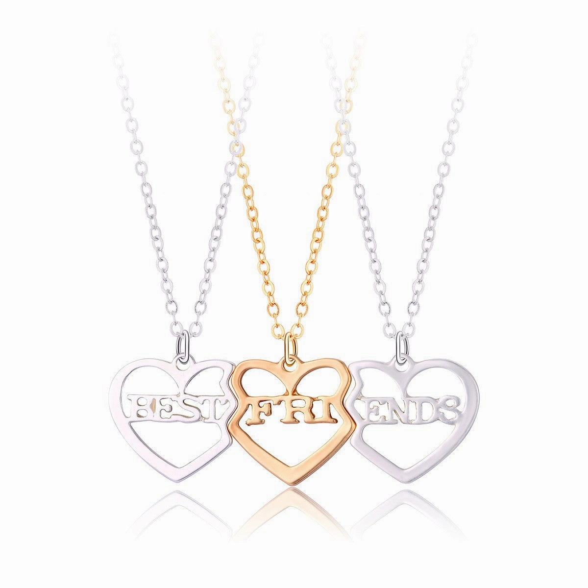 Wholesale Star and Moon Trio Alloy Dripping Oil Stitching Round Pendant Necklace Set