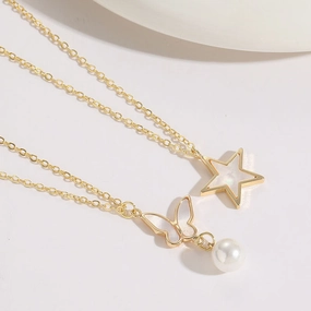 Wholesale Star Butterfly Shell Pearl Copper Necklace