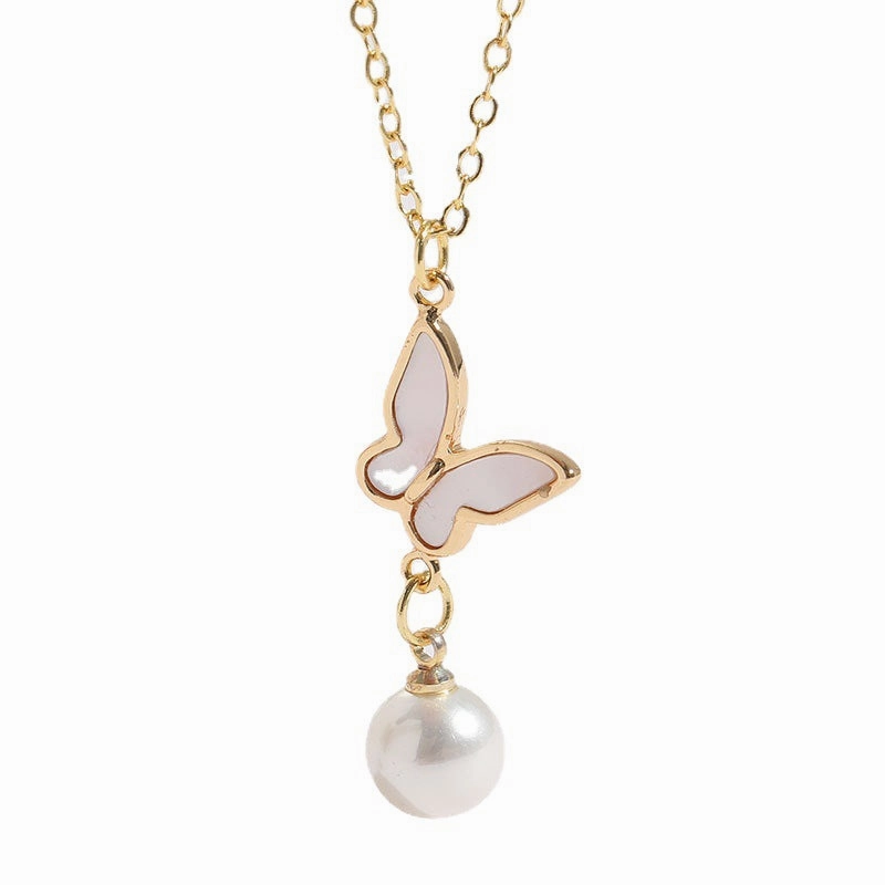 Wholesale Star Butterfly Shell Pearl Copper Necklace