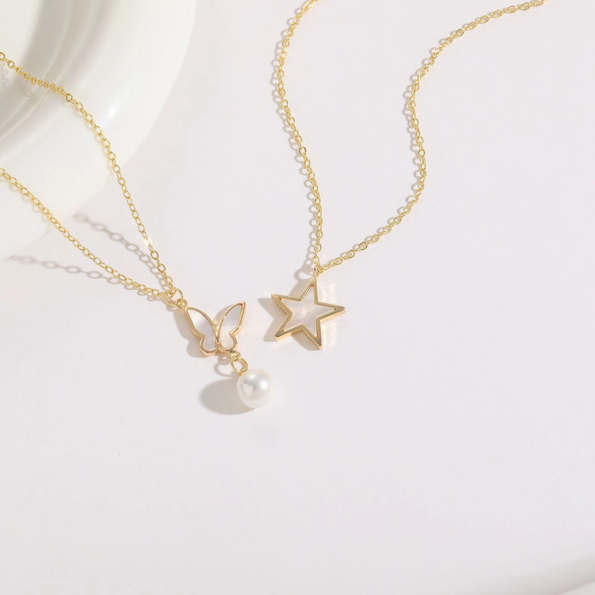 Wholesale Star Butterfly Shell Pearl Copper Necklace