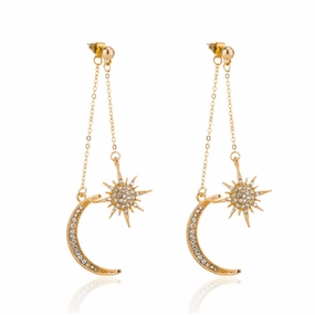 Wholesale Star Diamond Moon Alloy Earrings