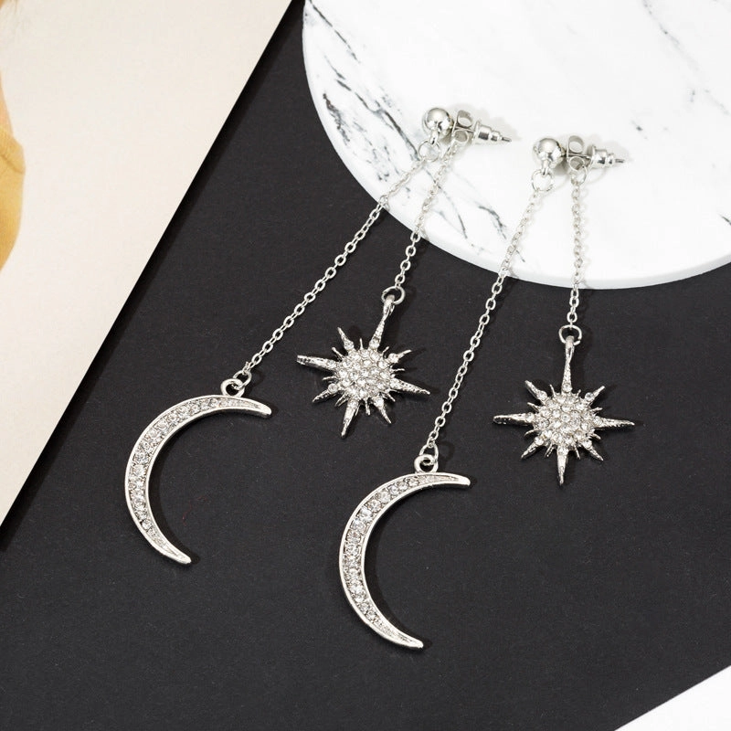 Wholesale Star Diamond Moon Alloy Earrings
