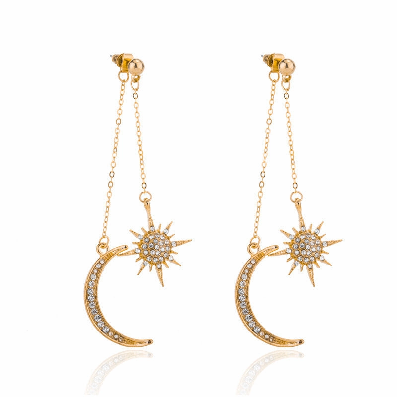 Wholesale Star Diamond Moon Alloy Earrings