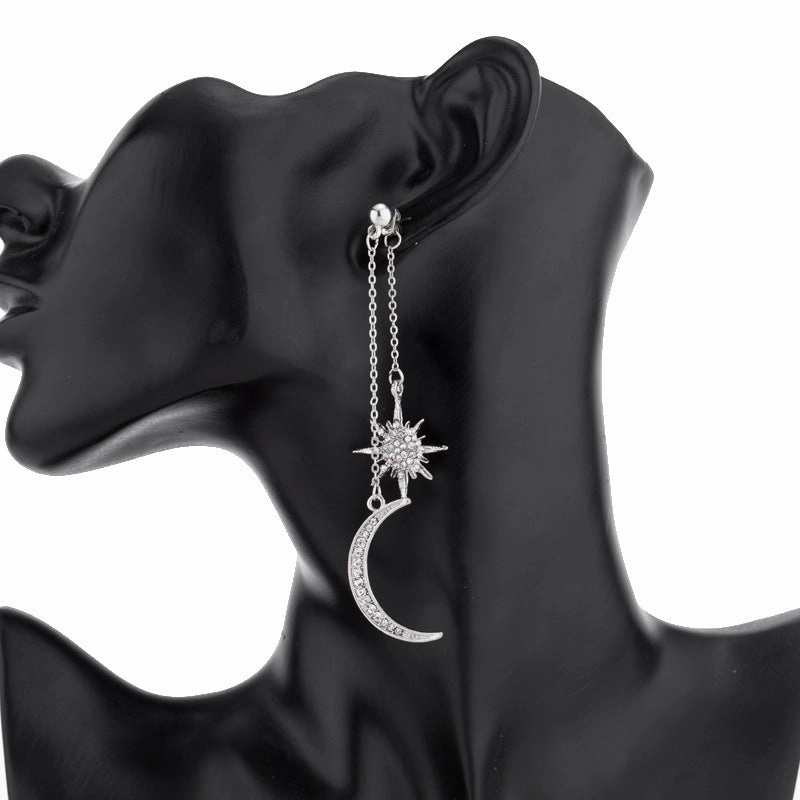 Wholesale Star Diamond Moon Alloy Earrings