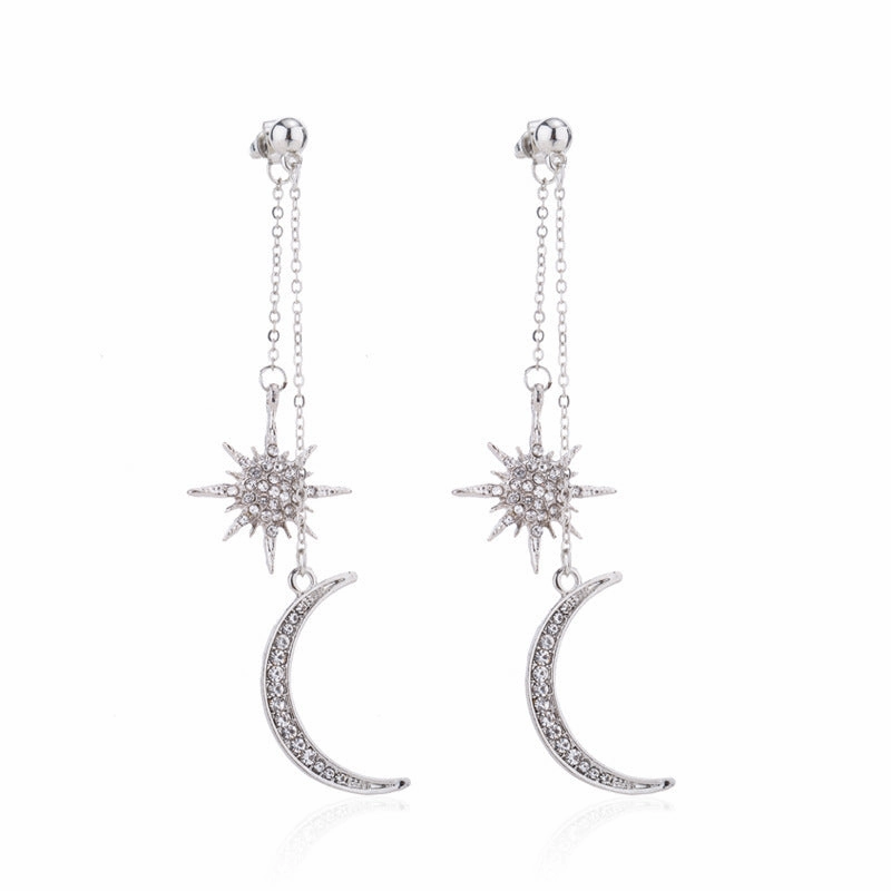 Wholesale Star Diamond Moon Alloy Earrings