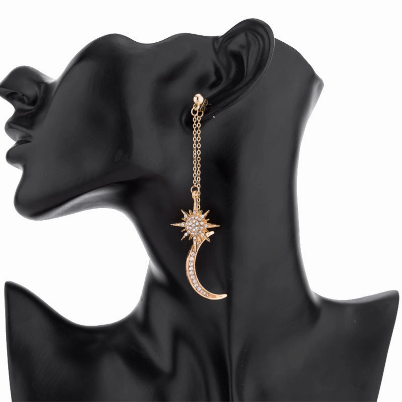 Wholesale Star Diamond Moon Alloy Earrings