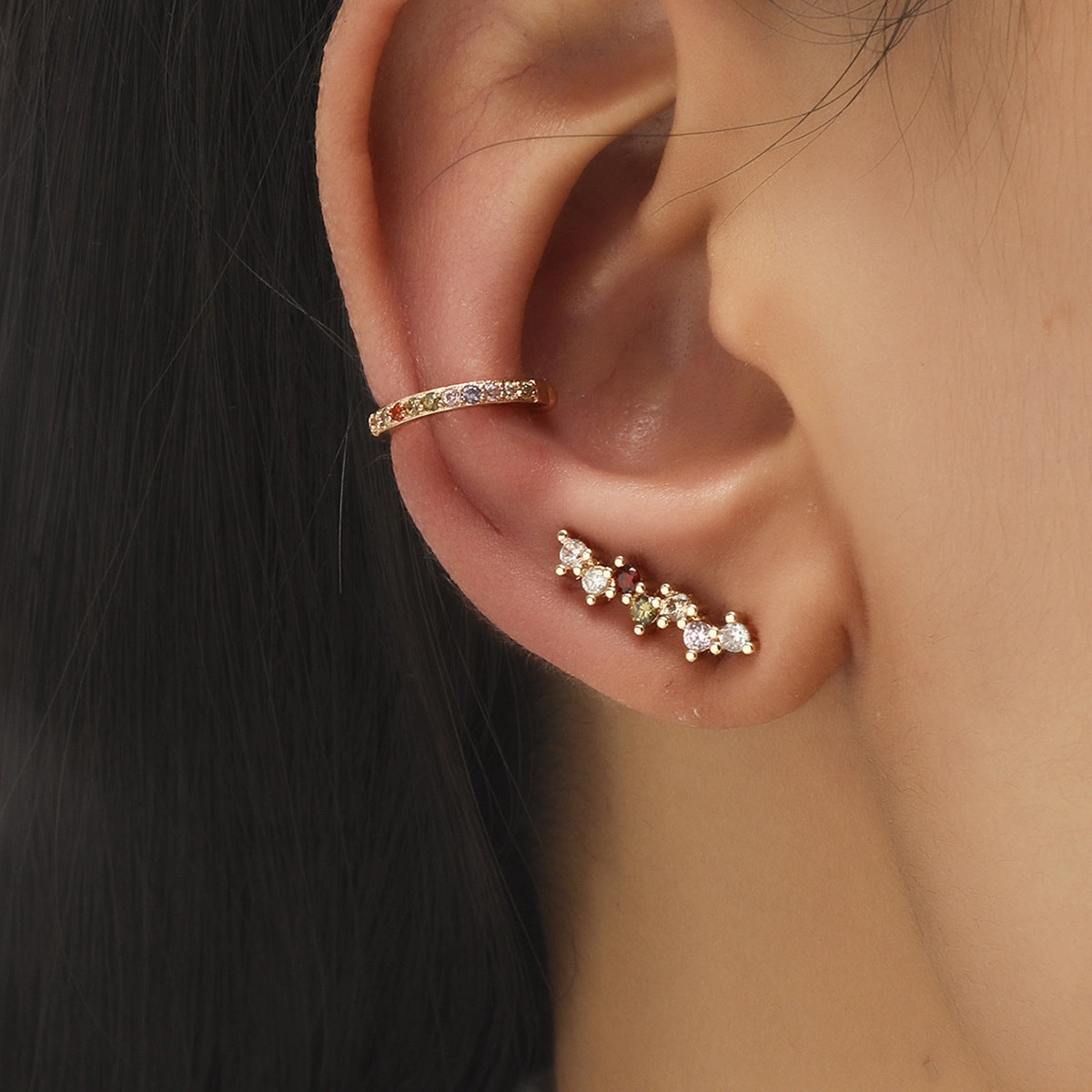 Wholesale Star Flower Alloy Stud Earrings Set