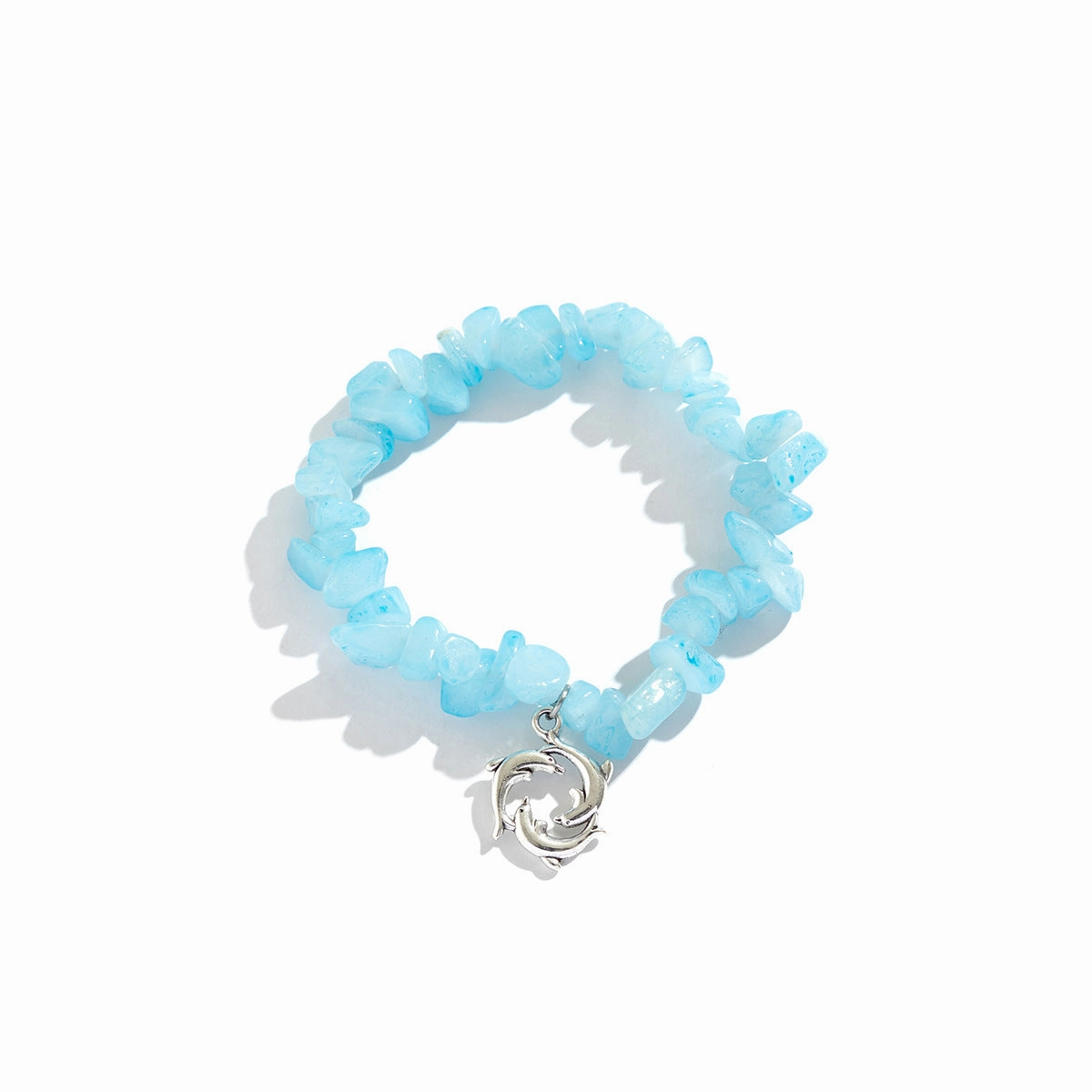 Wholesale Star Heart Fish Pendant Crushed Stone Colorful Bracelet