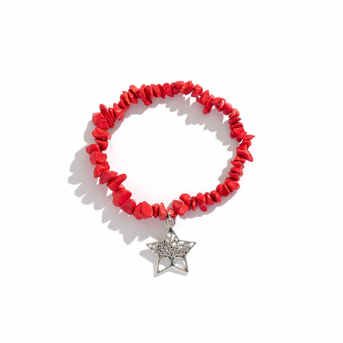 Wholesale Star Heart Fish Pendant Crushed Stone Colorful Bracelet