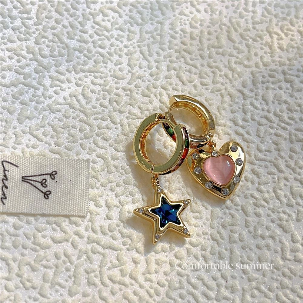 Wholesale Star Heart Zircon Copper Earrings