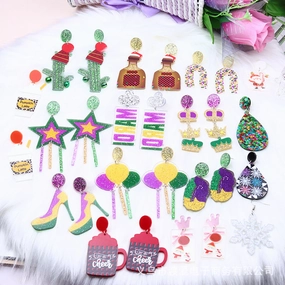 Wholesale Star Mask Carnival Acrylic Earrings