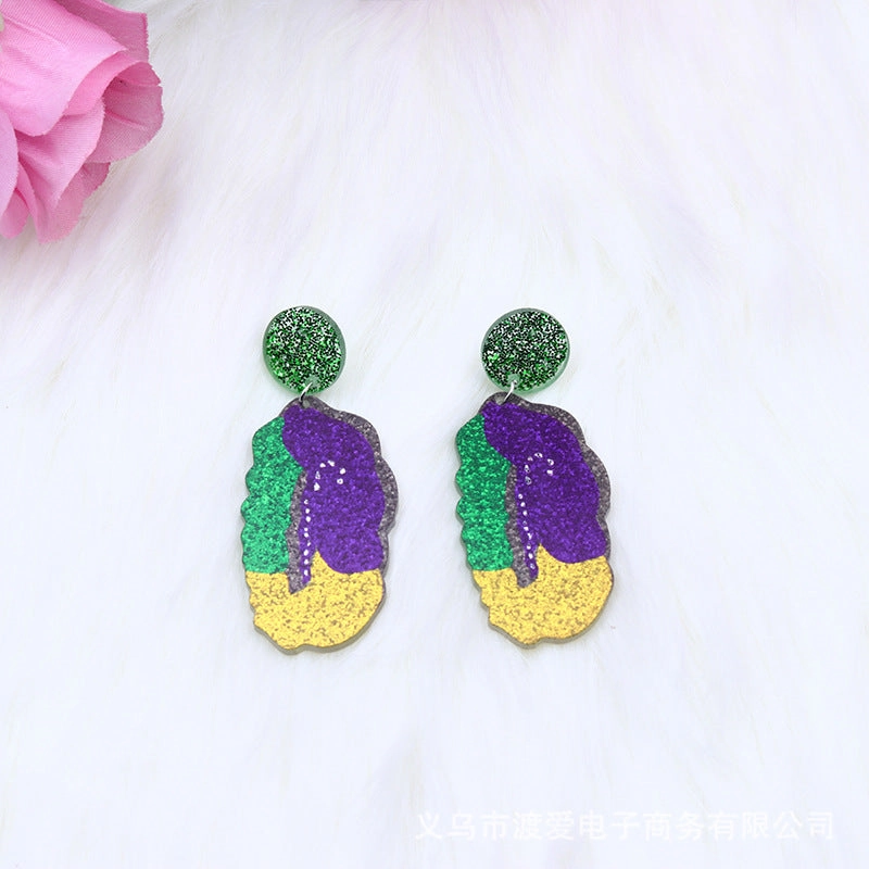 Wholesale Star Mask Carnival Acrylic Earrings