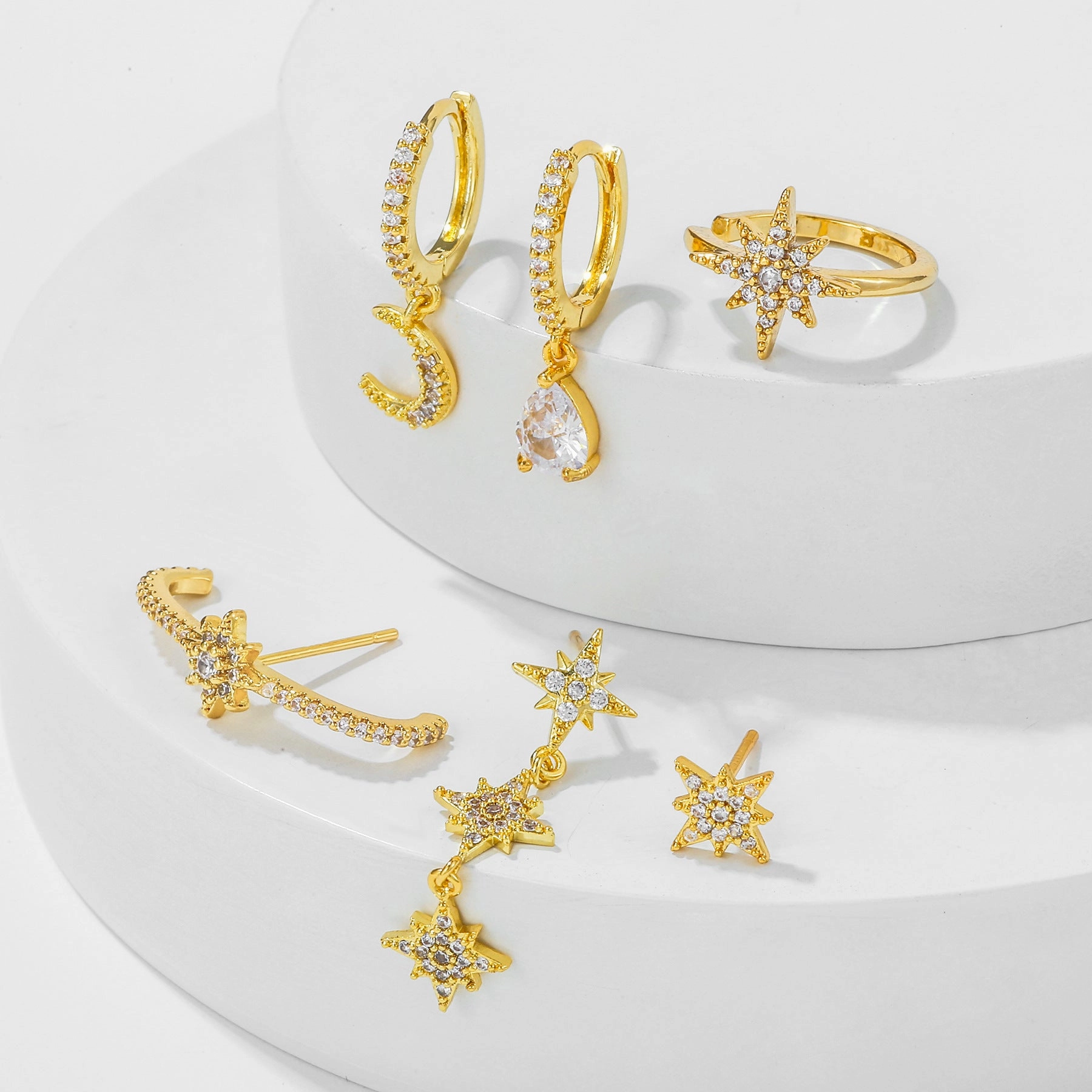 Wholesale Star Metal Moon Earrings Set
