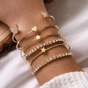 Wholesale Star Moon Alloy Bracelet Set of Six