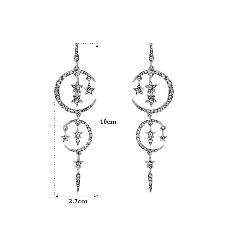 Wholesale Star Moon Diamond Alloy Earrings