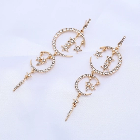 Wholesale Star Moon Diamond Alloy Earrings