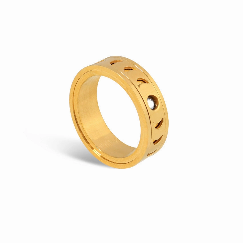 Wholesale Star Moon Diamond Stainless Steel Ring