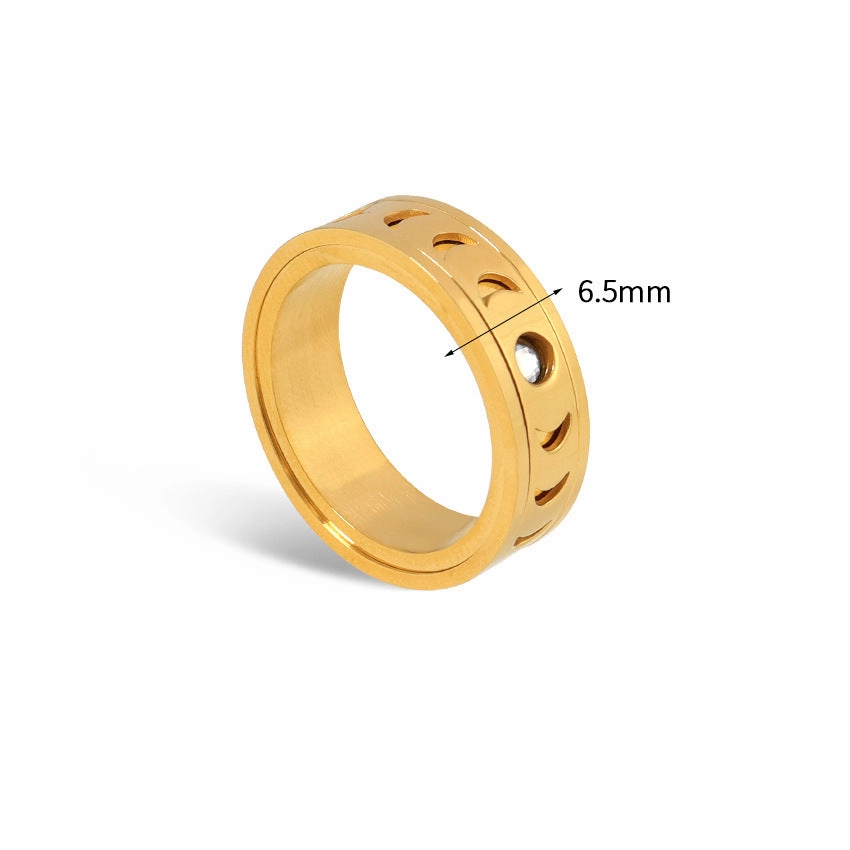 Wholesale Star Moon Diamond Stainless Steel Ring
