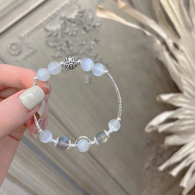 Wholesale Star Moon Moonstone Beaded Bracelet