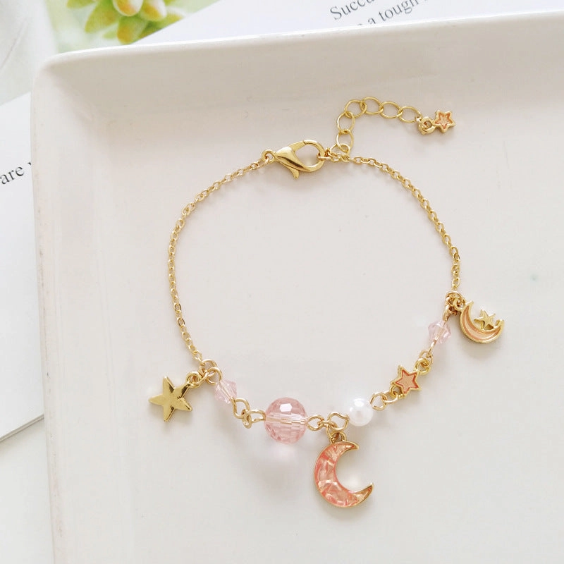 Wholesale Star Moon Pearl Alloy Bracelet