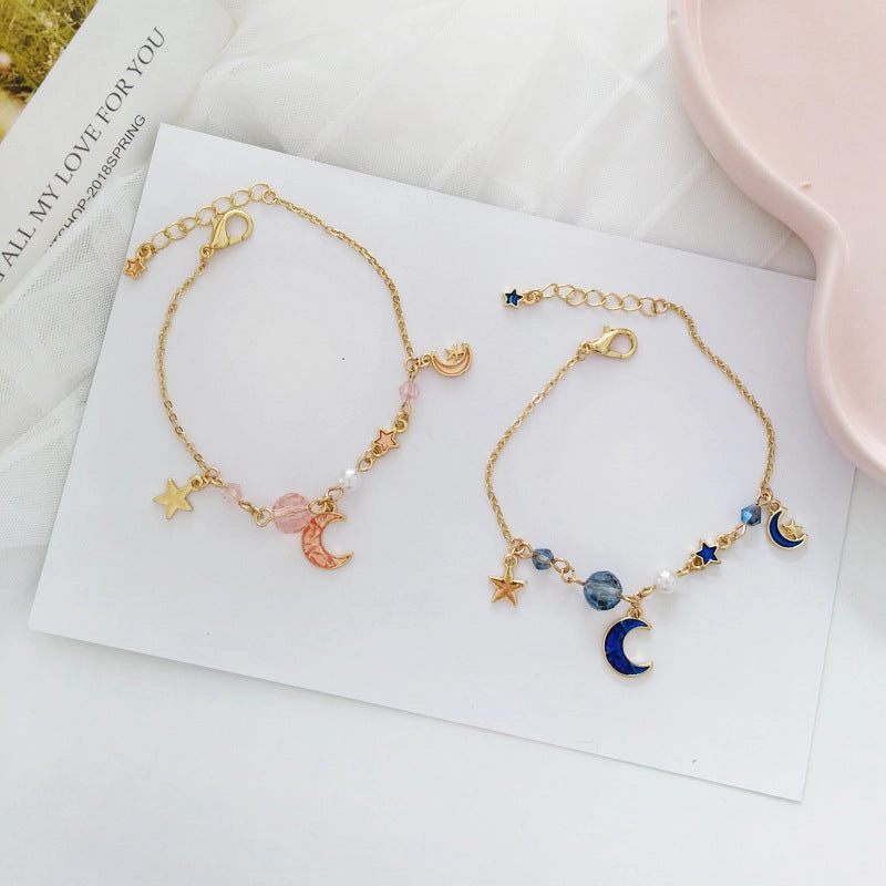 Wholesale Star Moon Pearl Alloy Bracelet