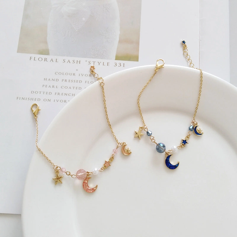 Wholesale Star Moon Pearl Alloy Bracelet