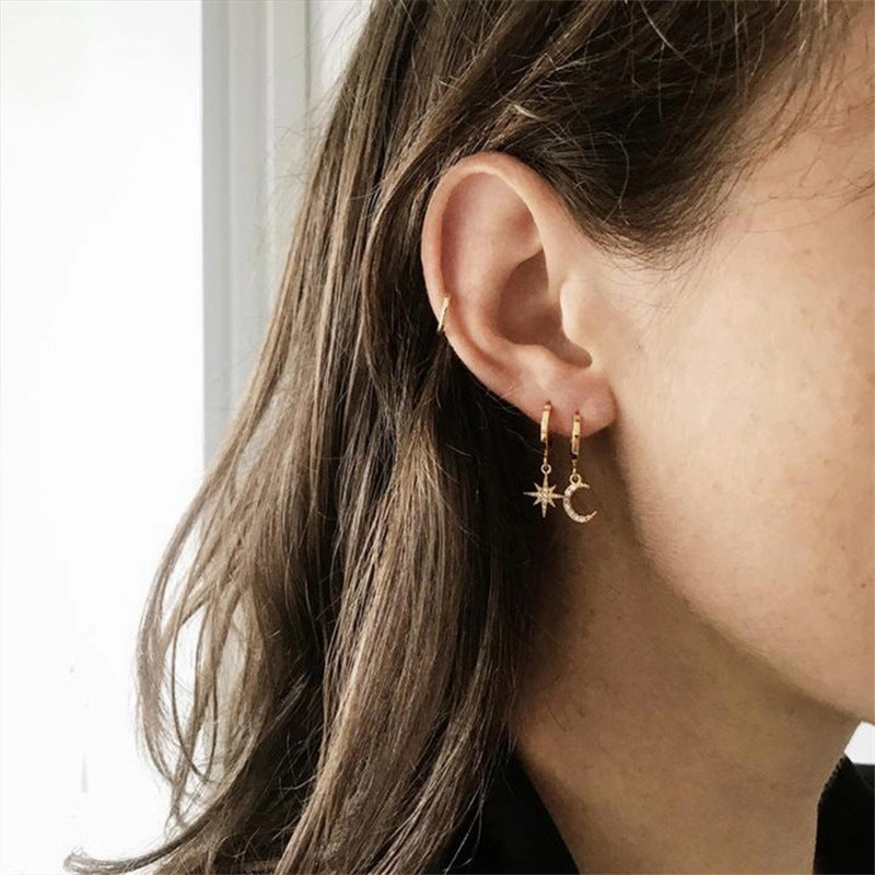 Wholesale Star Moon Stainless Steel Earrings