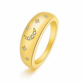 Wholesale Star Moon Titanium Steel Diamond Ring