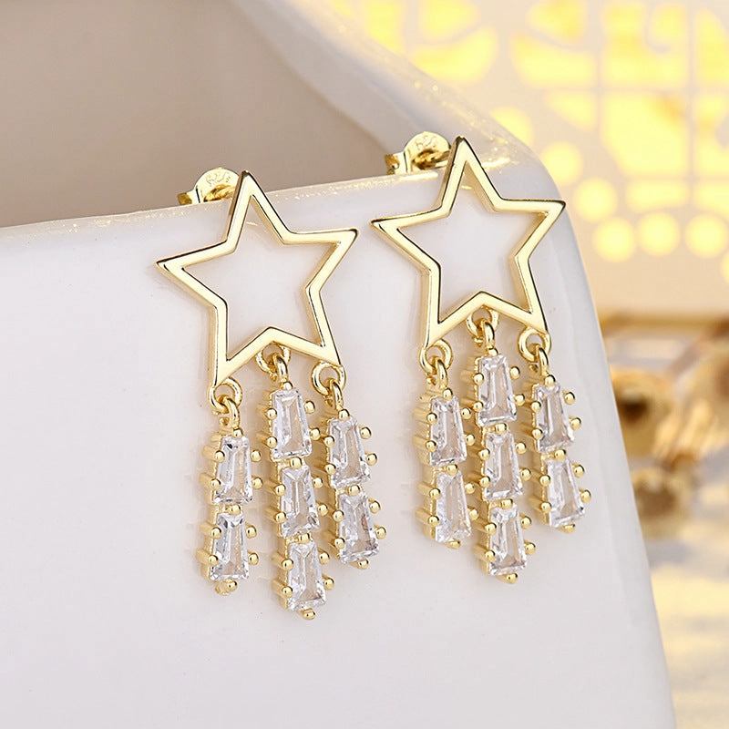 Wholesale Star Tassel Copper Earrings