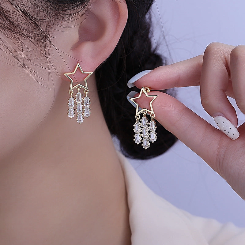 Wholesale Star Tassel Copper Earrings