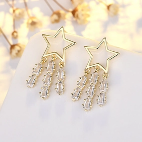 Wholesale Star Tassel Copper Earrings